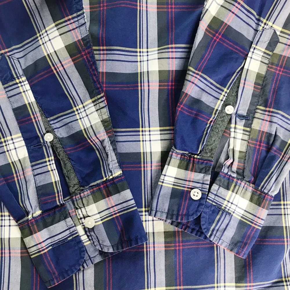 J. CREW Preppy Tartan Plaid Cotton Shirt S Button Down Collar Long Sleeves Men’s